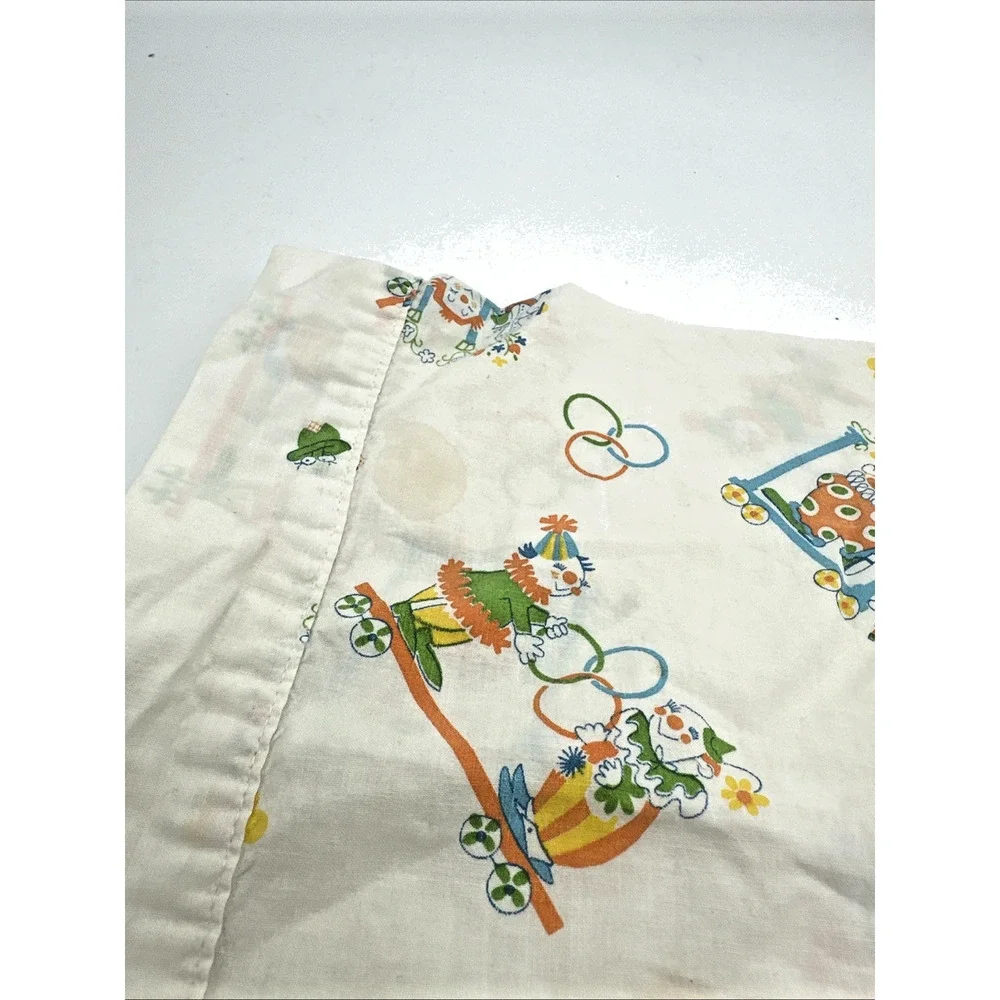 2 Vintage Baby Pillow Cases. Clowns Bunny Turtles